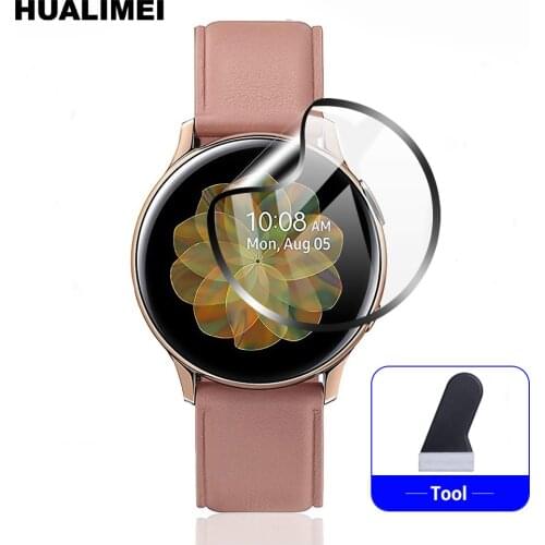 3D Full Screen Protector Film for Samsung Galaxy Watch Active 2 40mm 44mm Anti-Bubble Soft Curved Edge HD Screen Protector Cover