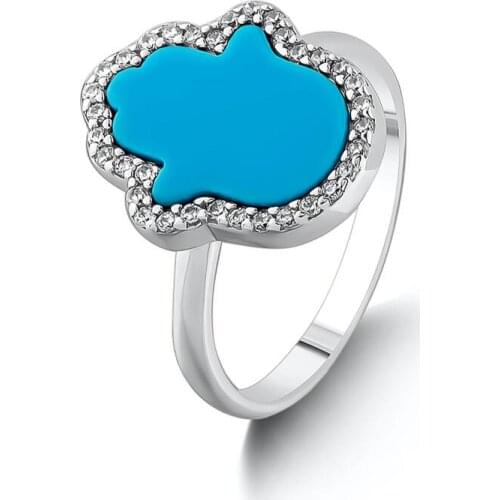 Silver Blue Stone Women Ring Hand Model Women Ring Solid 925 Sterling Silver Multi Stone Women Jewelry Wedding Engagement Ring