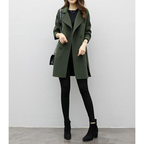 G1143 2019 spring autumn winter new Korean version fashion temperament slim womens Blends coat cheap wholesale