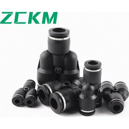 ZKCM Air Pneumatic Connectors PY Series 4 6 8 10 12mm 3 Way Port Connect Air Pneumatic Connector Components Pneumatic Tools