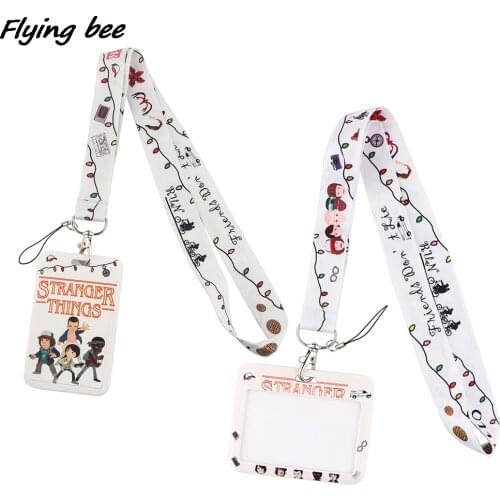 Flyingbee X1952 TV Stranger Things Lanyard Credit Card ID Holder Badge Student Women Travel Bank Bus Business Card Cover Badge