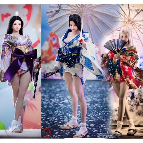 1/6 Female Kimono Japanese Costume Clothes Bathrobe with Umbrella Clothes Accessories 12'' Female Figure Suit Set