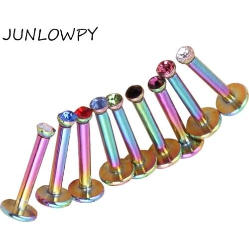 JUNLOWPY Titanium Anodized Stainless 16G Labret Monroe Lip Rings Body Jewelry Tragus Helix Piercing Earring Studs Barbell 100pcs