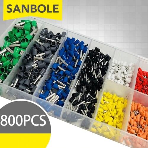 800pcs/box Cable Wire Terminal Kit End Tube Mixed Copper Wire Crimp Connector cold pressed electrical terminals