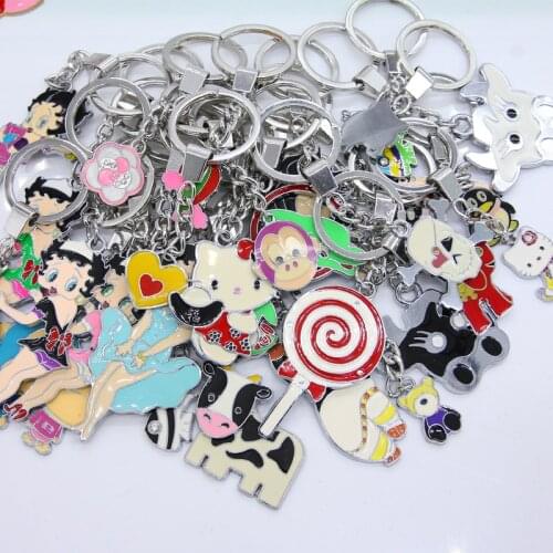 Anime cartoon girl girl cat panda key chain cute lollipop dolphin cow monkey penguin pendant key ring bag pendant jewelry childr