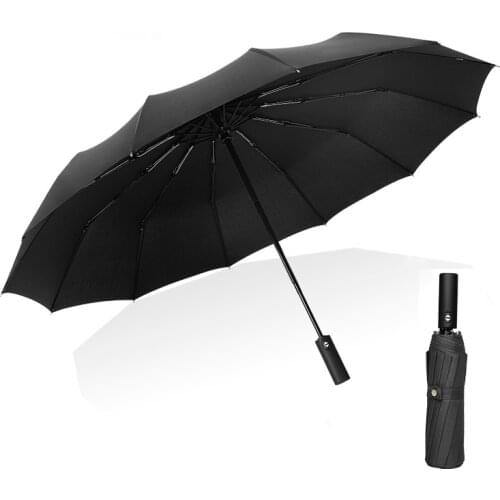 Automatic Umbrella Folding Reinforcement 12 Bone Super Wind and Rain Dual-use Business Men and Women Creative Student Umbrella