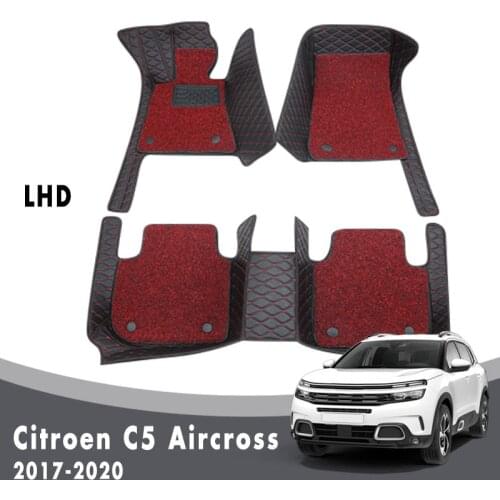 Car Floor Mats Carpets For Citroen C5 Aircross 2020 2019 2018 2017 Luxury Double Layer Wire Loop Auto Interior Accessories Rugs