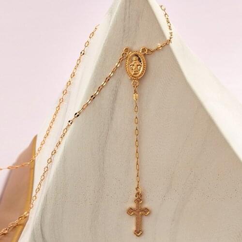 Bls-miracle New 2020 Boho Fashion Virgin Mary Cross Pendant Necklaces For Women Vintage Gold Necklace Female Jewelry Party Gift
