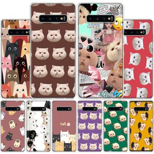 Funny Expression Cat Kitten Kitty Cover Phone Case For Samsung Galaxy S10 S20 Ultra Note 10 9 8 S9 S8 Plus Pro Lite S7 S6 J4 J6