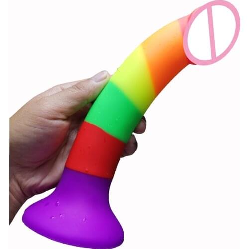 CPWD Penis Dick Sex toys Colorful Dildo No Vibrator Silicone Length 22.5cm Safety Non-toxic Realistic Dildo For Women Lesbian
