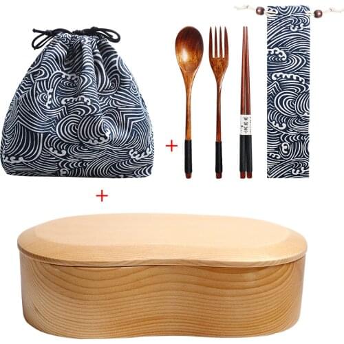 Wooden Lunch Box Set Student Bento Boxes Kit Eco-friendly Japanese Food Container Kitchen Tableware Sushi Case with Compartment