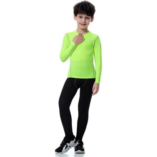 Childrens Clothing Boys Girls Tight Pro Sports Fitness Apparel Training Running Long-Sleeved Shirt Stretch Quick-Drying Shorts