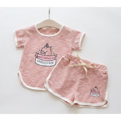 Kids Sets Summer Clothes ChildrenS Girls Sports Suits Two-Piece Cotton Clothing Infant Short-Sleeved Top+Pants Suits Casual