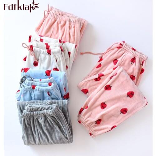 Fdfklak 2020 Autumn Winter New Flannel Pyjama Trousers Women Sleep Bottoms Pajama Pants Lounge Wear Womens Pajamas With Pants
