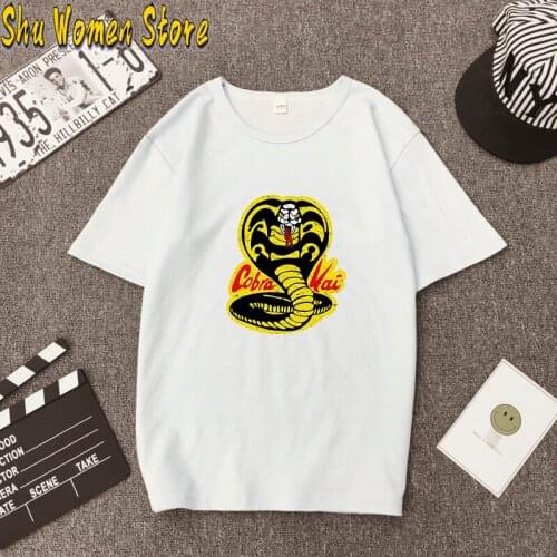 Cobra Kai T shirts Men/Women Short Sleeve T-Shirt Tops Tees cotton Summer hit hop Cobra Kai Tshirt Snake print tee shirt