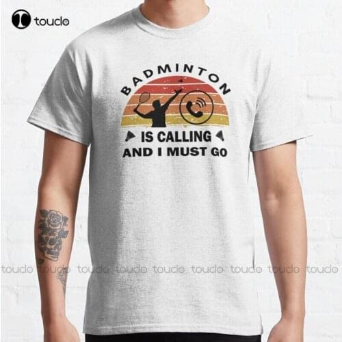 Badminton Is Calling - Vintage Sunset Silhouette Style Classic T-Shirt Tshirts For Women men Summer women graphic tshirt Unisex