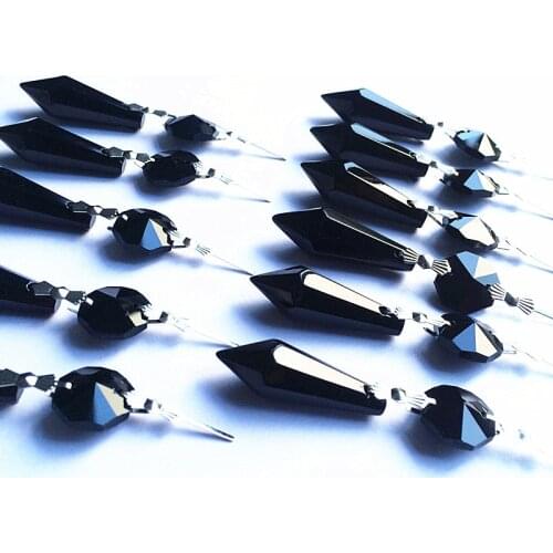 Free Shipping 100pcs 80mm Black Crystal Glass Icicle Prism Drop Pendant for Crystal Chandelier Parts, Wedding Party Decoration