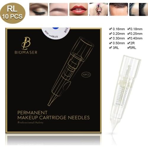BIOMASER Cartridges Tattoo Needles Permanent Makeup Cartridge Needle For Shading Fog Eyebrow Lip 1RL 3RL Tattoo Machine