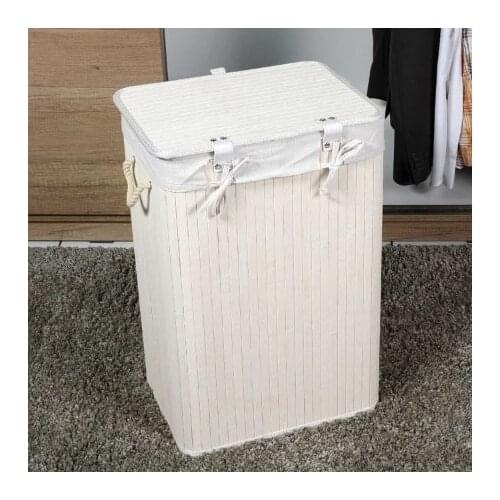 Storage Laundry Basket Organizer Hand-Woven Large Capacity Bamboo Baskets Household Clothes Toys Storage Bucket, Bamboo Materiel
