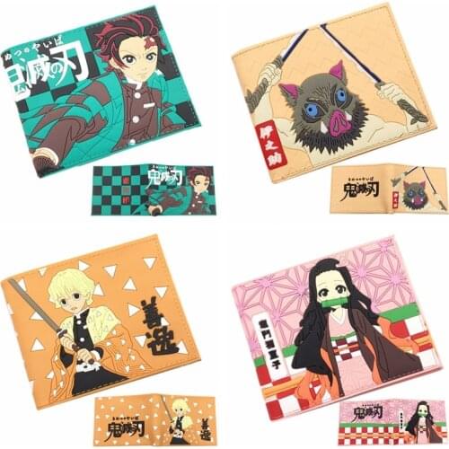 Anime Demon Slayer Kimetsu No Yaiba Wallet Fashion Student Silica gel Purse Cosplay Short Wallets Gift M0330