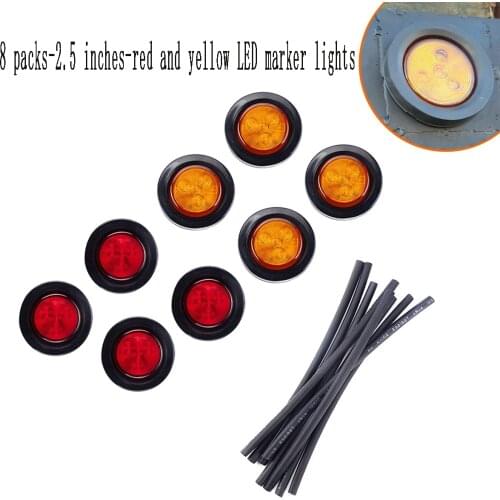 2.5 Inch Red Yellow Rubber Ring Round Light LED Round Edge Light Suitable for Heavy Truck Trailer Truck Trailer Heating Tube
