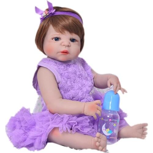 Reborn Dolls Full body silicone reborn baby dolls 57cm victoria princess girl newborn dolls surprise gift for child bonecas