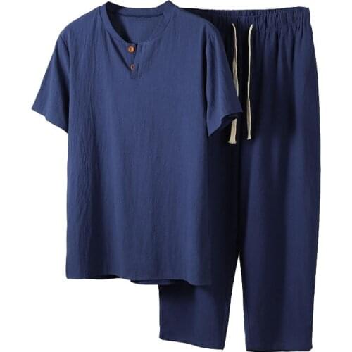 Summer men shirt 5XL 6XL 7XL 8XL 9XL 10XL plus size cotton linen with pants large size shirt men 5 color