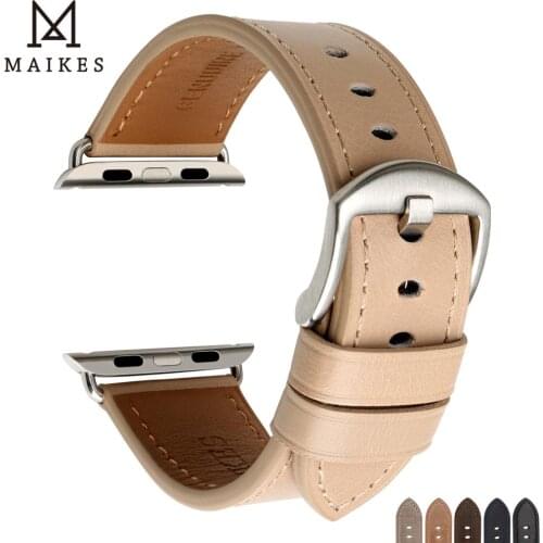 MAIKES Genuine Leather Watch Accessories For Apple Watch Bands 44mm 42mm & Apple Watch Strap 40mm 38mm iwatch Series 3 2 1