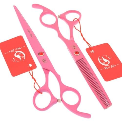 Meisha 7 inch Big Hair Cutting 6.5 inch Thinning Scissors Set Kit Pink Professional Barber Hairdressing Styling Shears A0137A