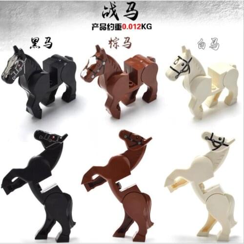 Cute Battle Horse DIY Blocks Assembling Animal Figures White Black Brown Available Kids Birthday Party Favors Children Gifts