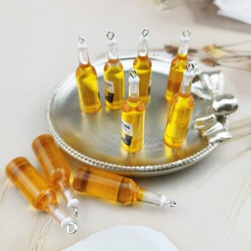 10pcs Mini 3D Beer Bottle Resin Earring Charms Wine Bottle Pendants for Keychain Necklace Floating Jewlery Findings Phone Charm