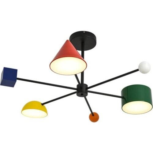 Nordic loft minimalist pendant lamp creative geometric macaron cartoon design bedroom childrens room led hanging lighting
