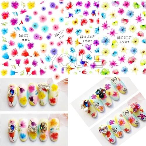 Flower Nail Stickers Decoration Self Adhesive DIY Decals 3D Nail Art Sticker Manicure Design Nails Accessoires Transfer Nail
