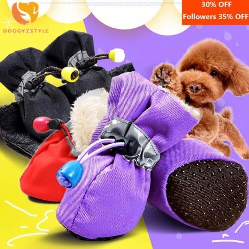 Anti-slip Waterproof Reflective Soft Dog Shoes Warming Breathable Fleece Winter Snow Boots For Small Medium Large Dogs Cat