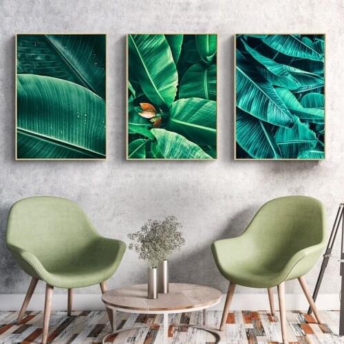 Nordic Fresh Home Decor Canvas Art Painting Leaf Plant Picture Wall Art For Living Room Wall Backdrop Minimalist Decor Painting