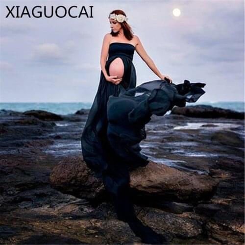 Maternity Clothings Chiffon Dress Pregnancy sleeveless Chiffon Long Dresses Photography Props Pregnant For Pregnant women C64 10