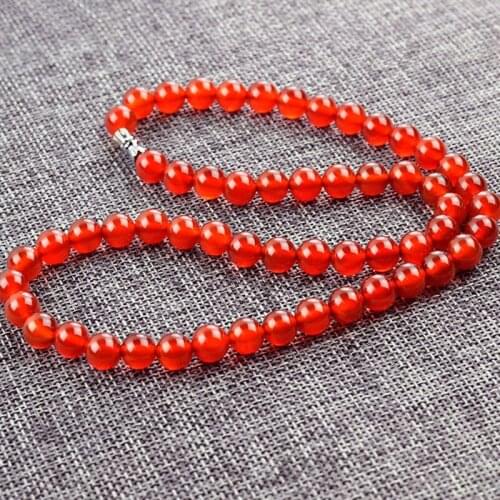 Exquisite A-grade Red Semi-precious Stone Necklaces 8mm Round Beads Chain DIY Choker Jewelry Christmas Gifts LN031531