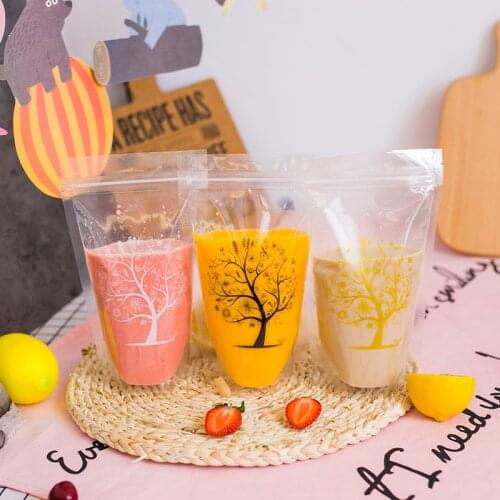 Ferimo 100pcs 12 * 20cm Printed plastic self-standing bag beverage packaging bag Liquid milk tea juice bag beverage packaging