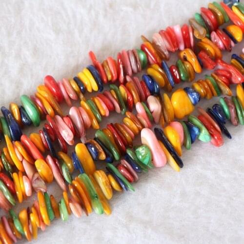 Multicolor Shell Irregular Gravel 5-7mm Diy Jewelry Beads 35" B593