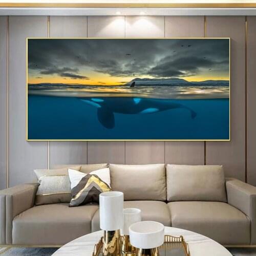 RELIABLI ART Wall Art Canvas Pintings Landscap Picture Sunset Fish Posters And Prints For Living Room Decoration No Frame