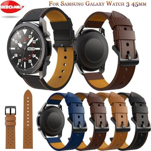 Genuine business Leather wristbands 22mm Strap for Xiaomi Amazfit GTR 47mm bracelet For Samsung Galaxy Watch 3 45mm Watch band