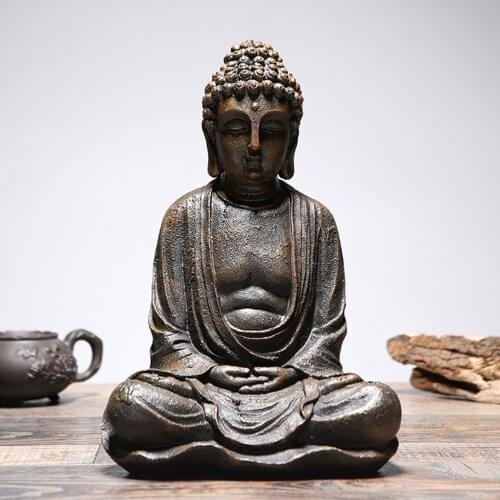 Sitting Buddha Home Garden Statue Model Figure Ornament Sculpture Decoration