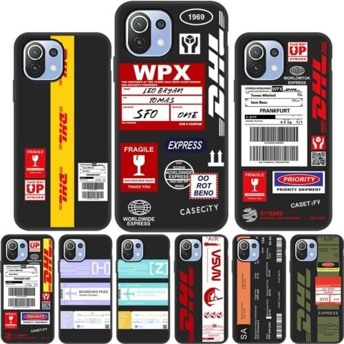 For Xiaomi Mi 11 Ultra Cases Hot DHL Express Label Phone Case Redmi Note 10 Pro Mi 11 Lite 10T Pro 9T 8 9 SE Silicone Cover Capa