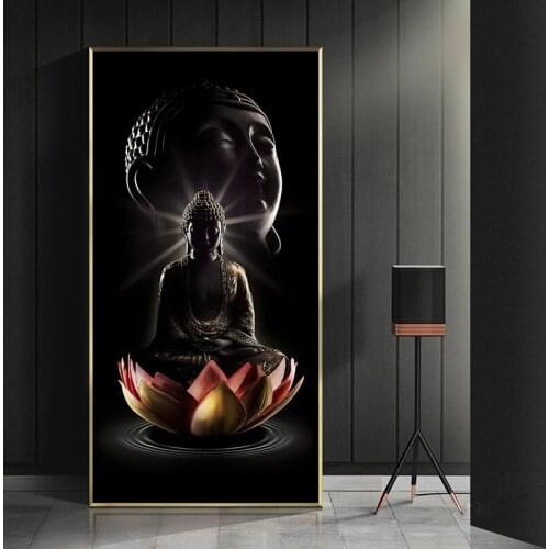 Modern Buddha Wall Art Zen Canvas Painting on The Wall Bodhisattva on Lotus Posters and Prints Wall Picture Living Room Decor
