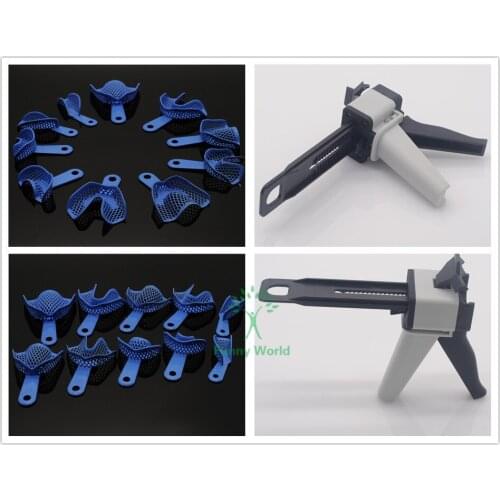 Dental Clinic 1:1 50ml Impression Mixing Dispensing Dispenser Gun & 1Set Tray