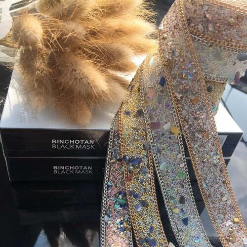 Rhinestone colour Hot drilling lace for DIY coat dress Handmade accessories toppa parche 1meter width:2cm