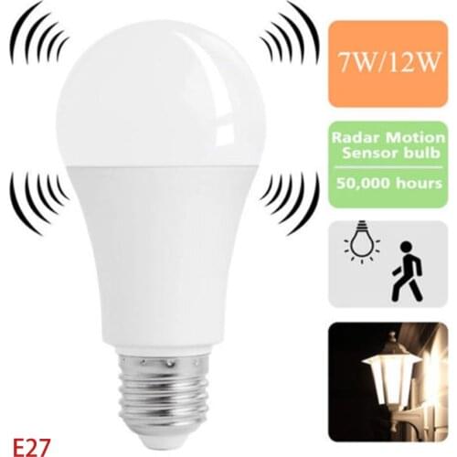LED Light E27 LED Bulb Radar Motion Sensor Bulb AC 220V 240V 12W 9W 7W 5W Lampada LED Spotlight Table Lamp