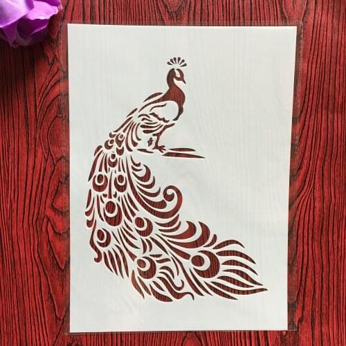 A4 29 * 21cm Animal peacockl DIY Stencils Wall Painting Scrapbook Coloring Embossing Album Decorative Paper Card Template