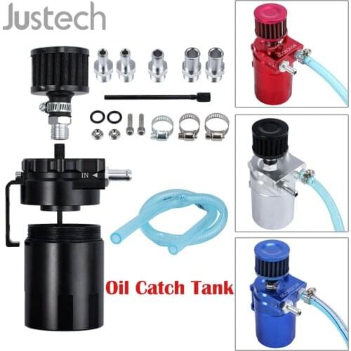 Justech Universal Oil Catch Tank with Breather Filter Keep Engine Clean Increases Horsepower Aluminum Oil Catch Tank 9mm &15mm