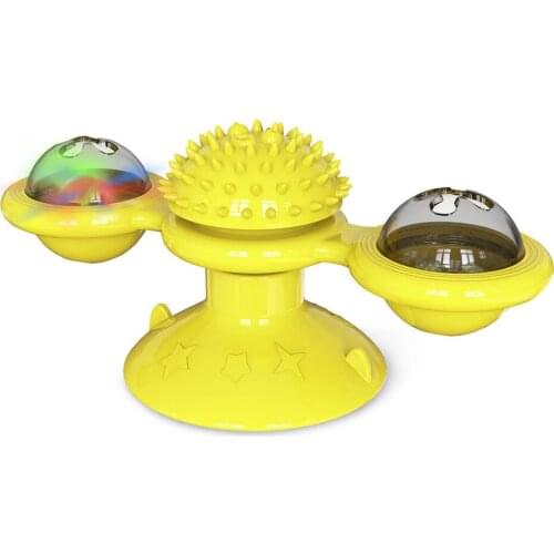 Windmill Cat Toys Spinning Cat Toy with Catnip Glow Ball with Scratch Hair Brush Funny Pet Toy